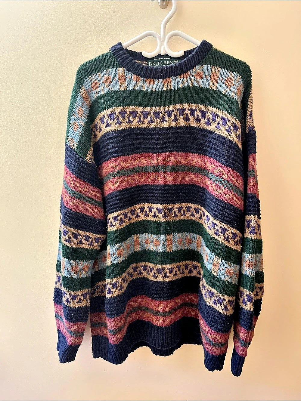 Britches Men's Striped Cotton Crewneck Sweater Size Large